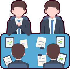 Fototapeta na wymiar Meeting Room Online teamwork presentation office business Element illustration Flat with Black Sticker