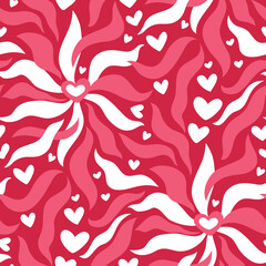 Seamless floral pattern with hearts