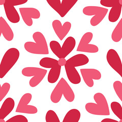 Seamless pattern with flowers made of hearts