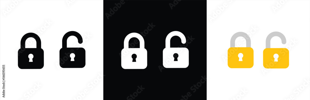 Poster locks icons set. locked and unlocked vector icon set. padlock sign and symbol. privacy symbol vector