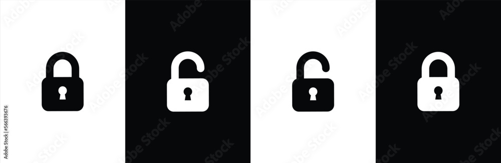 Poster locks icons set. locked and unlocked vector icon set. padlock sign and symbol. privacy symbol vector