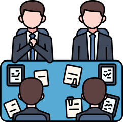 Meeting Room Online teamwork presentation office business Element illustration Colored Outline