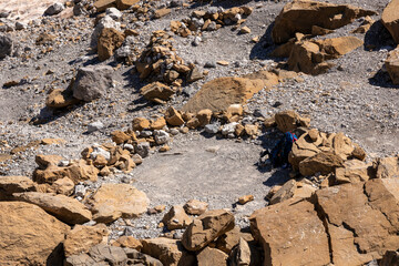 Hiking mountains rocks in the Pyrenees in summer