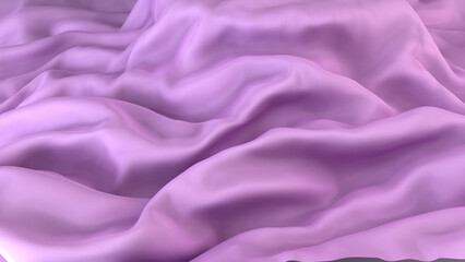 Violet silk curtains. Satin fabric background. 3d rendering material Fabric folds