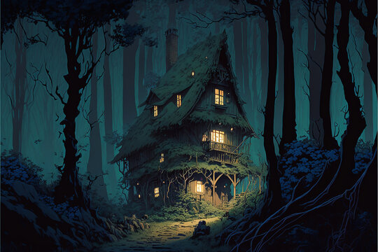 scary halloween house  Superb anime and D&D environment