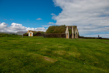 Traditional grass-covered houses in Iceland