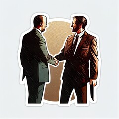 Business meeting. Arrangement with a business partner, deal. Sticker. Created with Generative AI technology