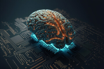 Brain with circuit board - Tech