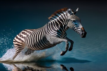 Fototapeta na wymiar Zebra under the water (Created with Generative AI Tools)