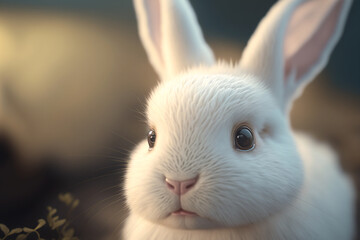 Close up of a white rabbit generated with AI