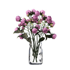 decorative flowers and plants for the interior,  isolated on transparent background, 3D illustration, cg render