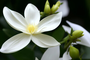 Fototapeta na wymiar White young Vanilla flower blooming on trees