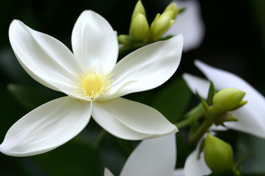 White young Vanilla flower blooming on trees