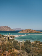 Turquoise water beach with Rv in Bahía Concepción, Loreto, Baja California, Mexico
