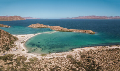 Fototapeta na wymiar Aerial view of Bahía Concepción, Loreto, Baja California, Mexico