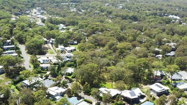Residential streets and houses in resort town Murrays Beach of Australia 4k.
