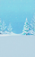 Winter forest landscape, Colorful illustration, background, wallpaper, card design, flyer