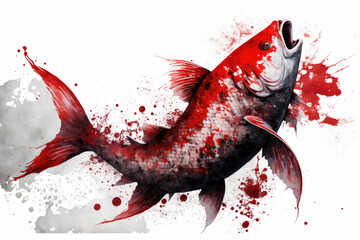 majestic fish inkpunk tatto style on white background (generative AI)