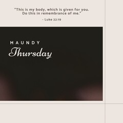 Composition of maundy thursday text and copy space on black background