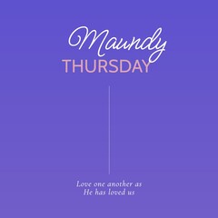 Composition of maundy thursday text and copy space over purple background