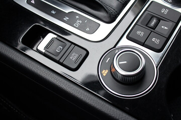 Obraz premium Control panel for off-road functions. 4WD switch. SUV driving mode switch, Electronic handbrake, Handbrake Parking, Brake Switch Button.