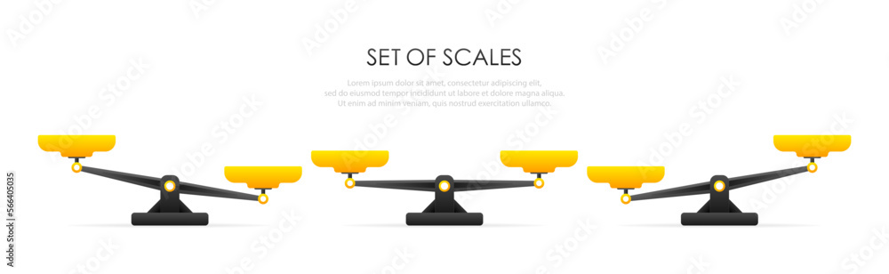 Wall mural vector of set of different scales in a flat style on white background. vector illustration.