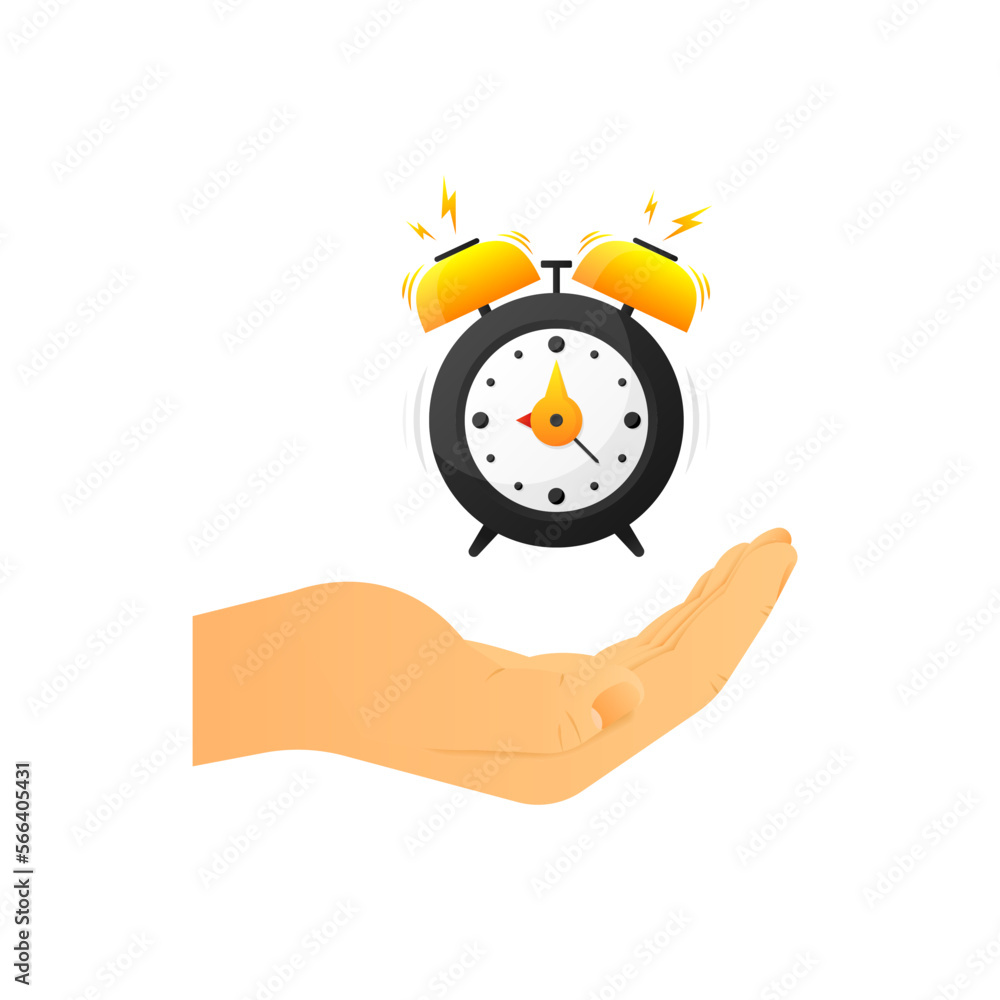 Poster alarm clock. wake up time. loud signal to wake up in the morning. getting up in the morning or wakin
