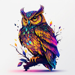 Obraz premium Owl Logo Illustration. Tattoo Style. Generative AI