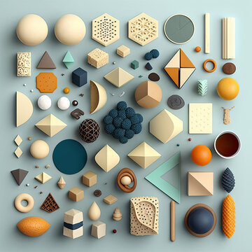 Geometric Shape Knolling-collection of shapes-Generative AI