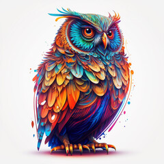 Obraz premium Owl Logo Illustration. Tattoo Style. Generative AI