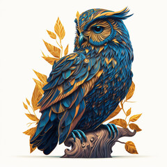 Obraz premium Owl Logo Illustration. Tattoo Style. Generative AI
