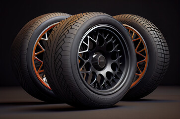 close up illustration of luxury car wheels