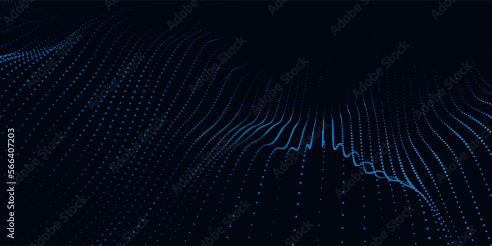 Poster abstract digital particle wave. futuristic dotted wave. technology background vector. vector illustr