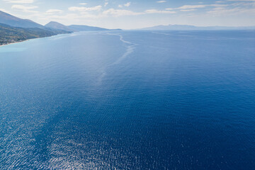 Part of 7 km long beach in village Borsh, Albania in Summer 2022