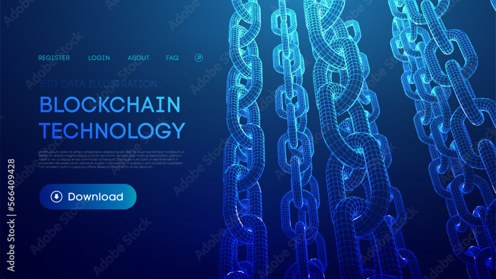 Poster blockchain digital technology. big data vector background. cryptocurrency technology vector backgrou