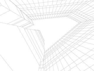 Abstract architectural rendering 3d illustration