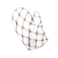 Watercolor kitchen potholder isolated on white background