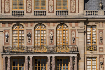 Architectural fragments of Chateau de Versailles (Palace of Versailles) near Paris: Palace...