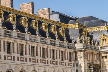 Architectural fragments of Chateau de Versailles (Palace of Versailles) near Paris: Palace Versailles was a royal chateau. Versailles, Paris, France.