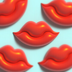 3d lips in red lipstick