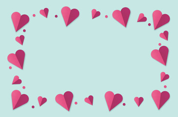 valentine background with many hearts on blue background