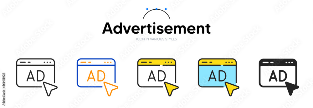 Poster ad offer line icon in different styles. bicolor outline stroke style. internet banner symbol for web
