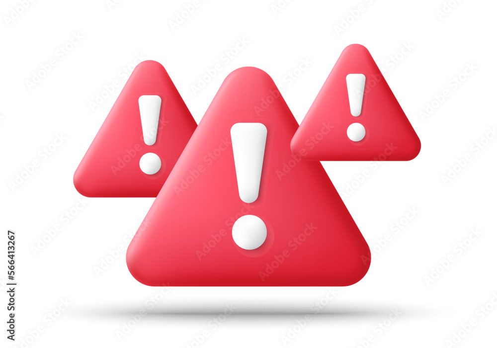 Aufkleber red danger warning triangle 3d icon. alert, caution or emergency notification symbol. danger hazard 