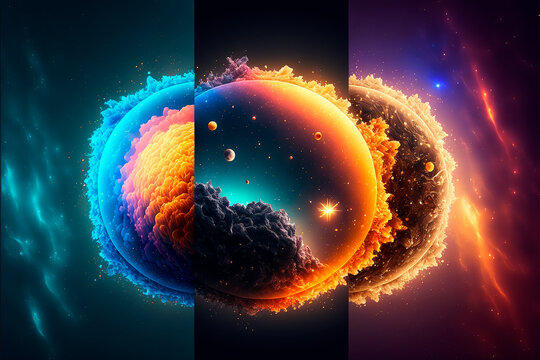 Planet in Space Colorful Background IA