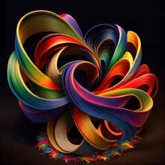 Color paper twist rainbow , twisted ribbons of rainbow colorful. Ai generated