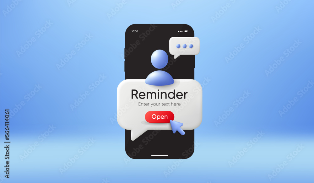 Poster phone friend message on screen. new notice on the smartphone. friend request alert notification. imp