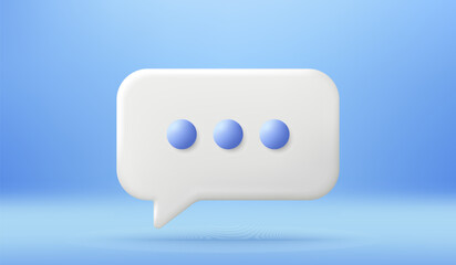 3d new message notification speech bubble. Chat dialog text box. Social media messenger bubble. Social network chat box icon. Notification 3d message. Talk dialog icon. Vector illustration