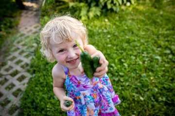 A little girl with an allergic rash on her face suggests trying a cucumber. The child suffers from...
