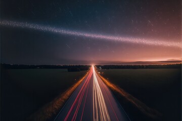 Obraz premium Long exposure car lights at night