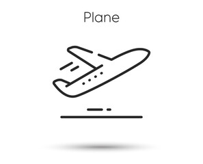 Plane line icon. Airport jet sign. Take off airplane symbol. Illustration for web and mobile app. Line style travel plane icon. Editable stroke airport transport. Take-off airplane icon. Vector
